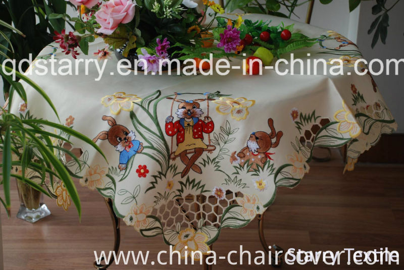 Fh-12 Rabbit Design Tablecloth Easter Use